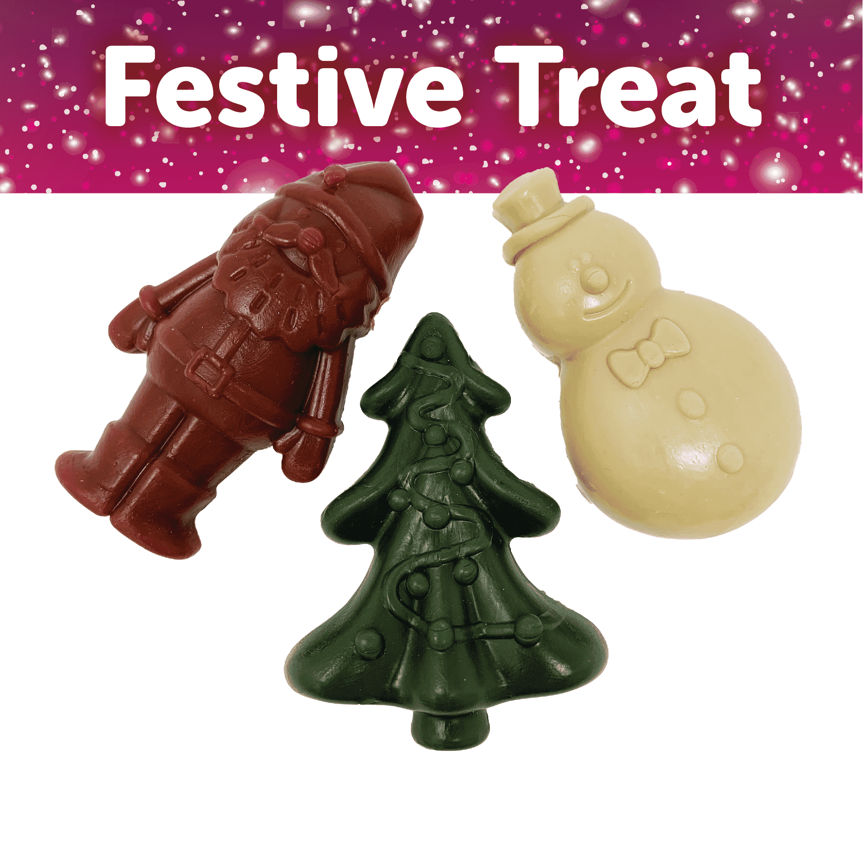 Festive Natural Treats Assorted Snowman, Tree, Reindeer